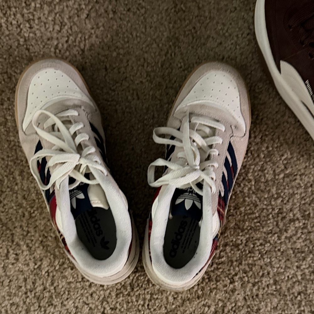 Adidas Kids White and Navy Sneakers